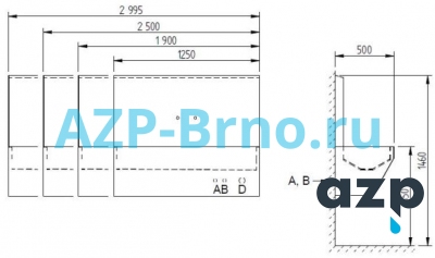 Мойка желоб подвесная AUL 03Z.L AZP Brno Чехия (фото, схема) Мойка желоб подвесная AUL 03Z.L AZP Brno Чехия (фото, схема)